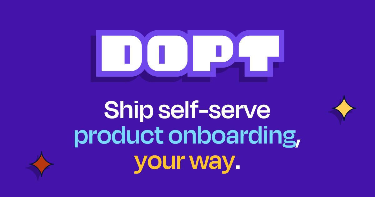 Dopt combines a visual flow builder with SDKs & APIs that help you develop amazing
 onboarding and education flows natively in your product. From